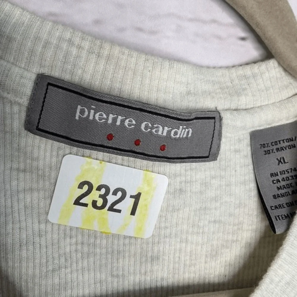 Pierre Cardin Men's‎ XL Ivory Tee Knit Ribbed Pullover Sweater Short Sleeve